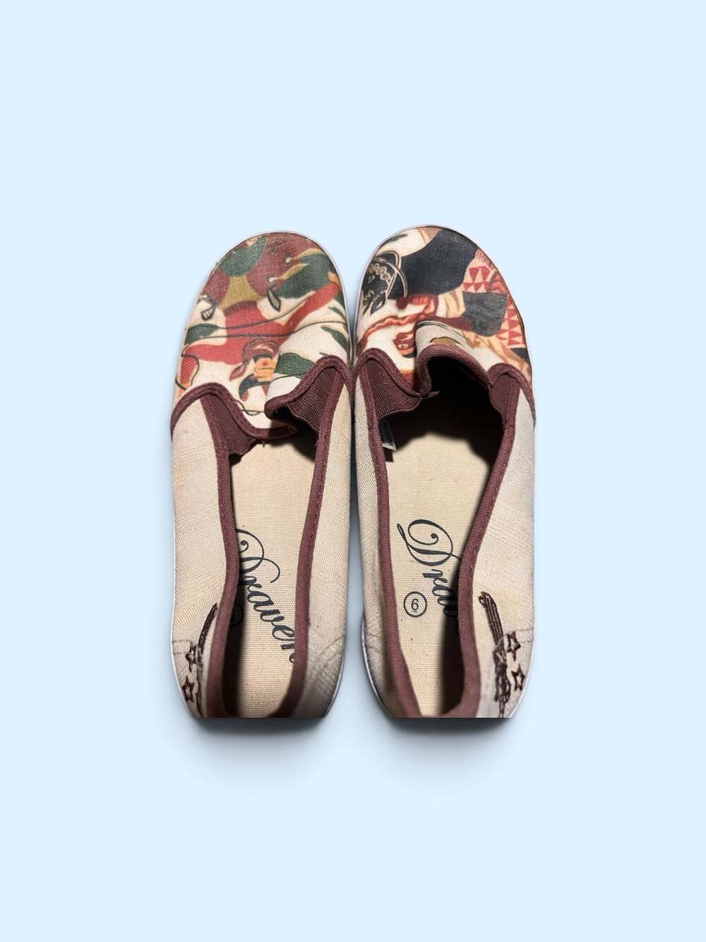 Draven Western Cowboy Art Print Canvas Slip-On Sneakers